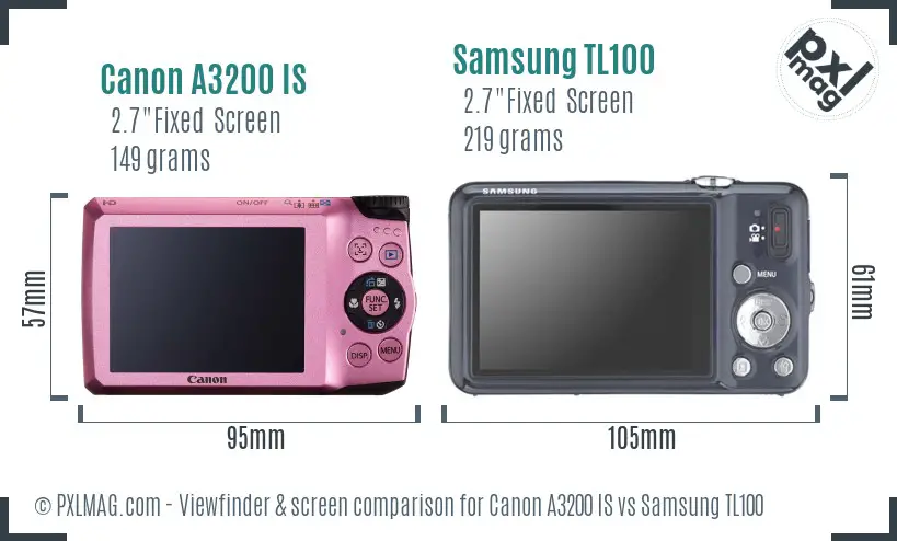 Canon A3200 IS vs Samsung TL100 Screen and Viewfinder comparison Canon A3200 IS vs Samsung TL100 Screen and Viewfinder comparison