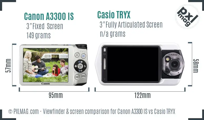 Canon A3300 IS vs Casio TRYX Screen and Viewfinder comparison