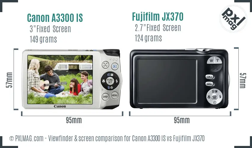 Canon A3300 IS vs Fujifilm JX370 Screen and Viewfinder comparison Canon A3300 IS vs Fujifilm JX370 Screen and Viewfinder comparison