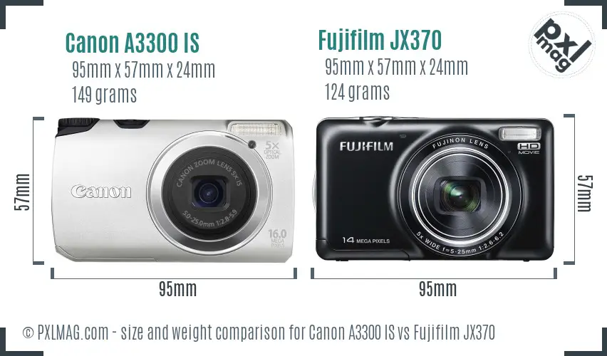 Canon A3300 IS vs Fujifilm JX370 size comparison Canon A3300 IS vs Fujifilm JX370 size comparison
