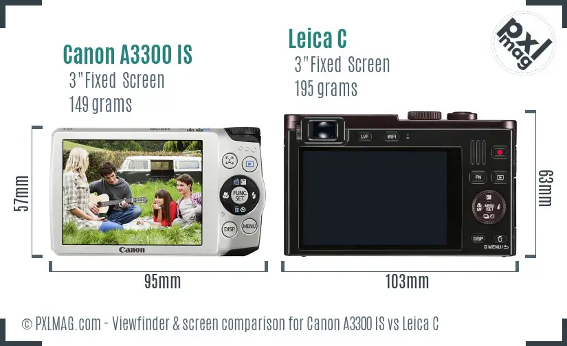 Canon A3300 IS vs Leica C Screen and Viewfinder comparison Canon A3300 IS vs Leica C Screen and Viewfinder comparison