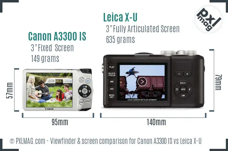 Canon A3300 IS vs Leica X-U Screen and Viewfinder comparison