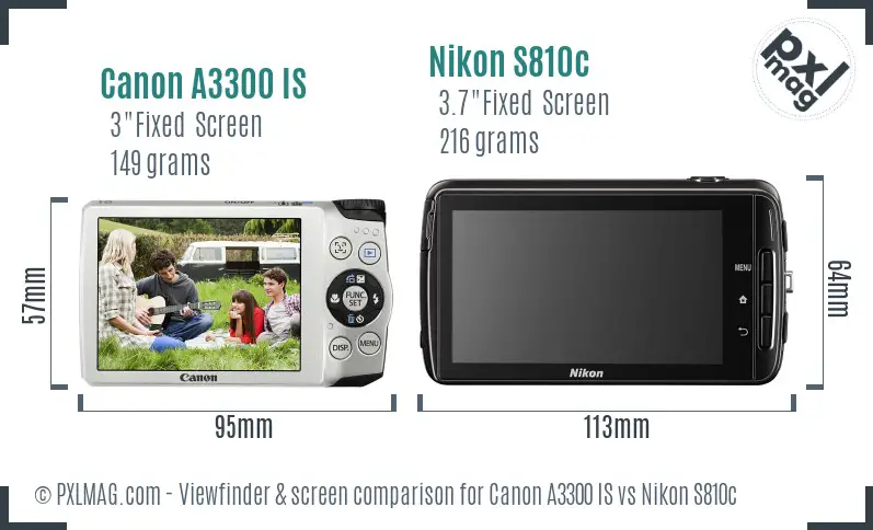 Canon A3300 IS vs Nikon S810c Screen and Viewfinder comparison Canon A3300 IS vs Nikon S810c Screen and Viewfinder comparison