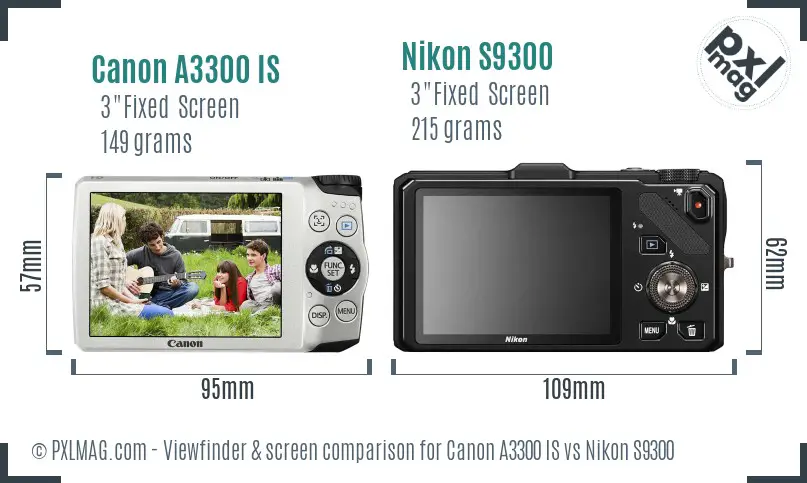 Canon A3300 IS vs Nikon S9300 Screen and Viewfinder comparison Canon A3300 IS vs Nikon S9300 Screen and Viewfinder comparison