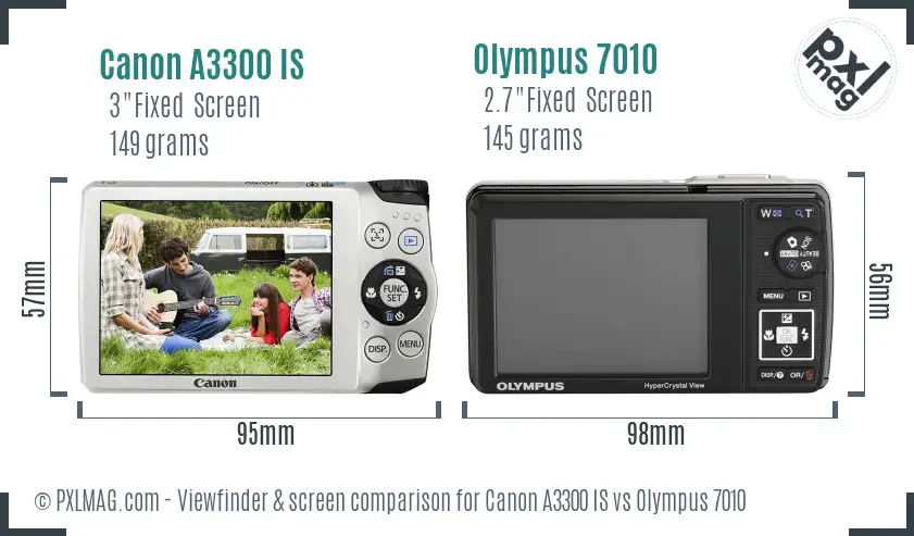 Canon A3300 IS vs Olympus 7010 Screen and Viewfinder comparison Canon A3300 IS vs Olympus 7010 Screen and Viewfinder comparison