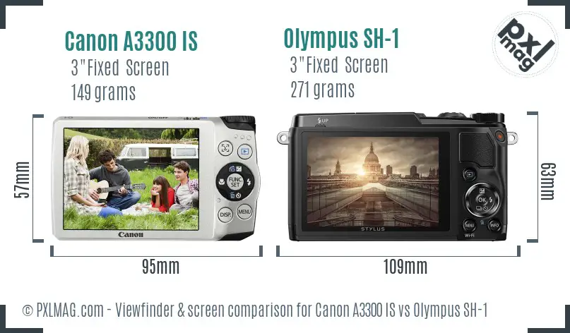 Canon A3300 IS vs Olympus SH-1 Screen and Viewfinder comparison Canon A3300 IS vs Olympus SH-1 Screen and Viewfinder comparison