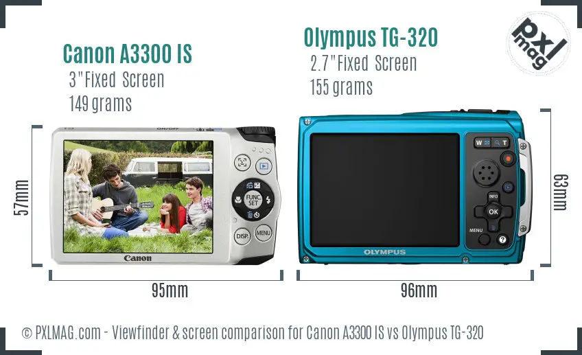 Canon A3300 IS vs Olympus TG-320 Screen and Viewfinder comparison Canon A3300 IS vs Olympus TG-320 Screen and Viewfinder comparison