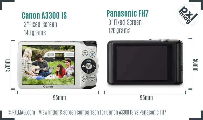 Canon A3300 IS vs Panasonic FH7 Screen and Viewfinder comparison Canon A3300 IS vs Panasonic FH7 Screen and Viewfinder comparison