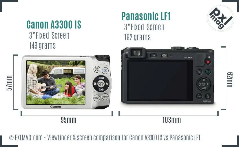 Canon A3300 IS vs Panasonic LF1 Screen and Viewfinder comparison Canon A3300 IS vs Panasonic LF1 Screen and Viewfinder comparison