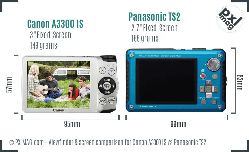 Canon A3300 IS vs Panasonic TS2 Screen and Viewfinder comparison Canon A3300 IS vs Panasonic TS2 Screen and Viewfinder comparison
