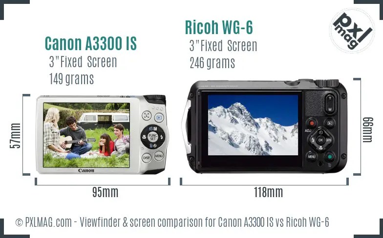 Canon A3300 IS vs Ricoh WG-6 Screen and Viewfinder comparison