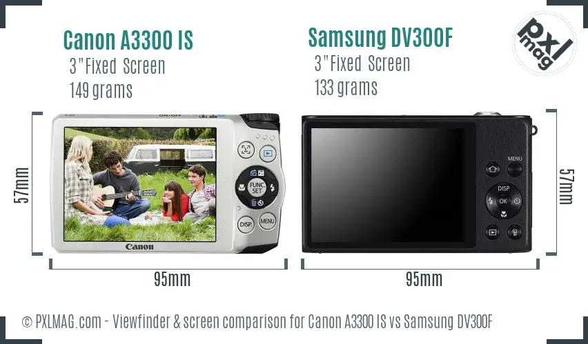 Canon A3300 IS vs Samsung DV300F Screen and Viewfinder comparison Canon A3300 IS vs Samsung DV300F Screen and Viewfinder comparison