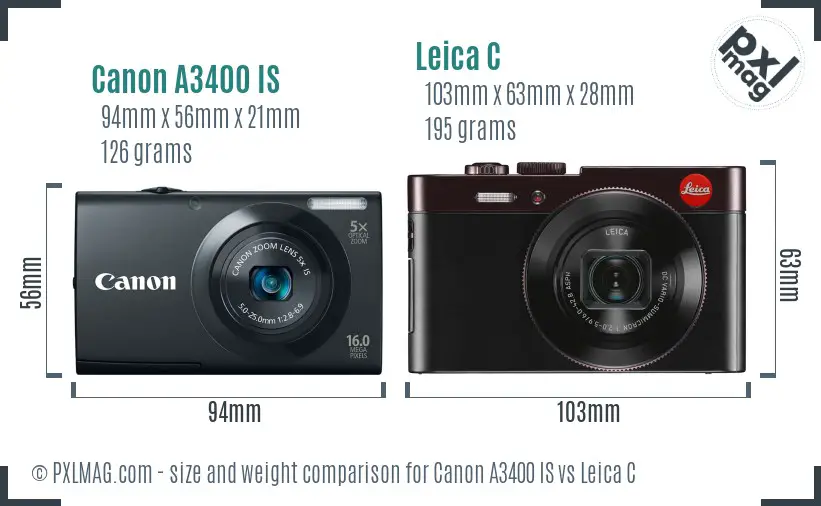 Canon A3400 IS vs Leica C size comparison