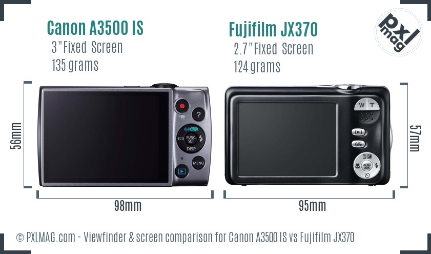 Canon A3500 IS vs Fujifilm JX370 Screen and Viewfinder comparison