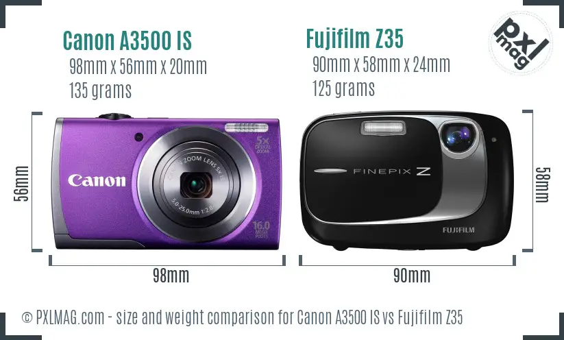 Canon A3500 IS vs Fujifilm Z35 size comparison Canon A3500 IS vs Fujifilm Z35 size comparison