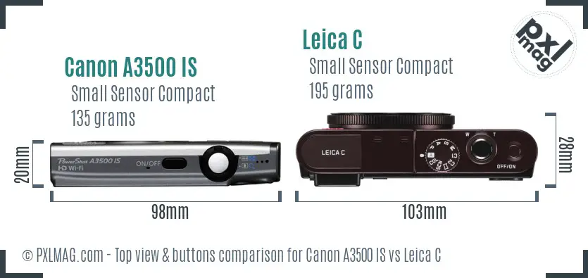 Canon A3500 IS vs Leica C top view buttons comparison