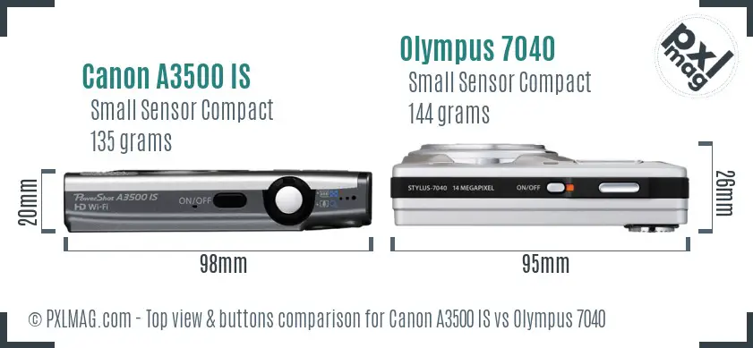 Canon A3500 IS vs Olympus 7040 top view buttons comparison