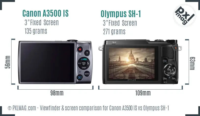 Canon A3500 IS vs Olympus SH-1 Screen and Viewfinder comparison Canon A3500 IS vs Olympus SH-1 Screen and Viewfinder comparison