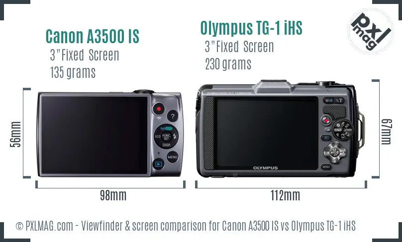 Canon A3500 IS vs Olympus TG-1 iHS Screen and Viewfinder comparison