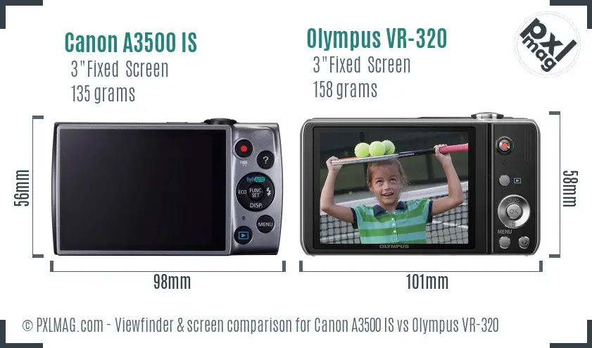 Canon A3500 IS vs Olympus VR-320 Screen and Viewfinder comparison Canon A3500 IS vs Olympus VR-320 Screen and Viewfinder comparison