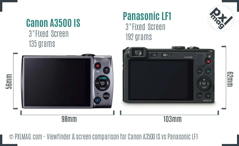 Canon A3500 IS vs Panasonic LF1 Screen and Viewfinder comparison
