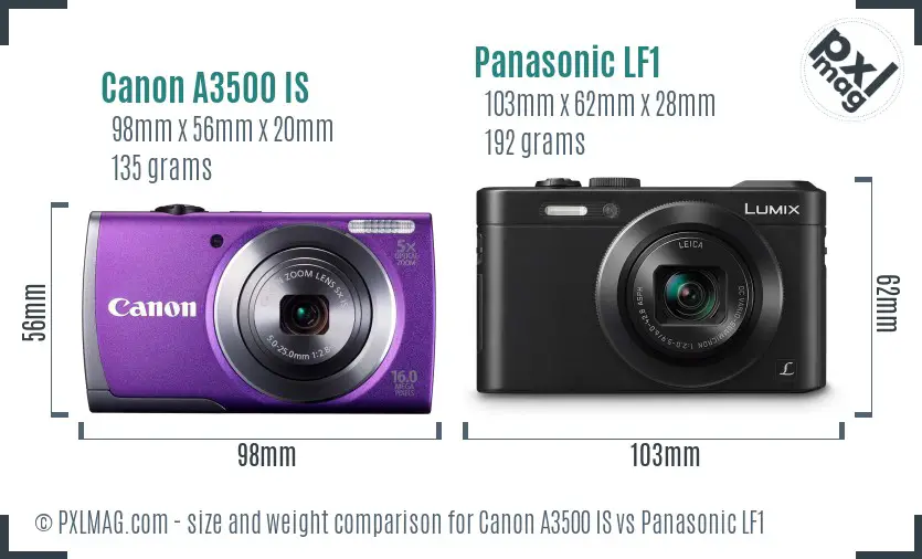 Canon A3500 IS vs Panasonic LF1 size comparison