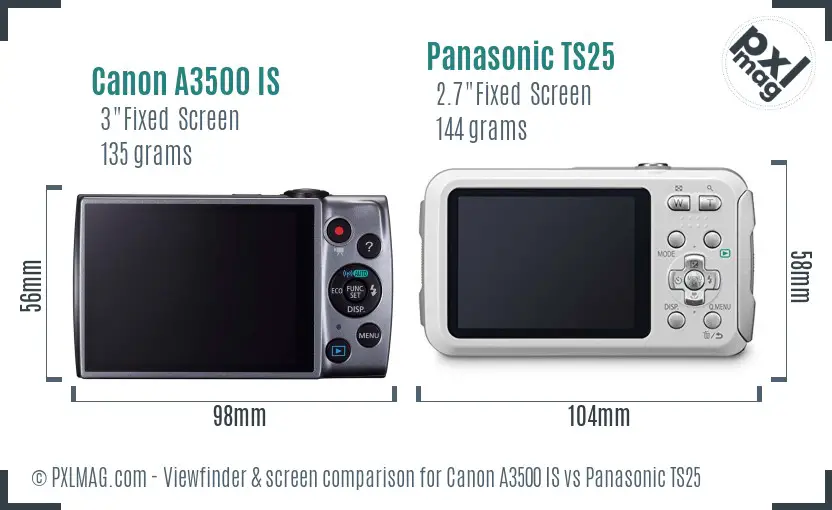 Canon A3500 IS vs Panasonic TS25 Screen and Viewfinder comparison Canon A3500 IS vs Panasonic TS25 Screen and Viewfinder comparison
