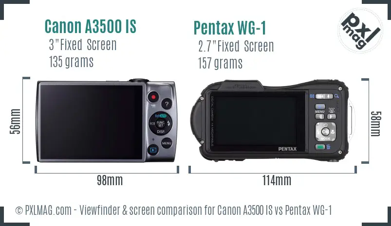 Canon A3500 IS vs Pentax WG-1 Screen and Viewfinder comparison Canon A3500 IS vs Pentax WG-1 Screen and Viewfinder comparison