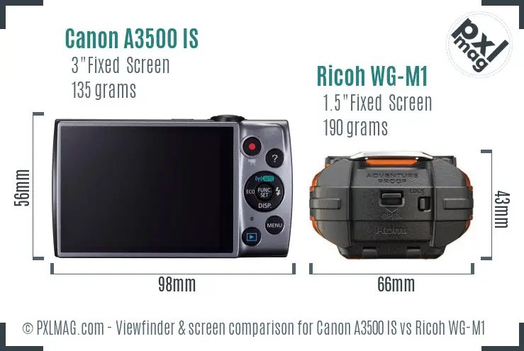 Canon A3500 IS vs Ricoh WG-M1 Screen and Viewfinder comparison