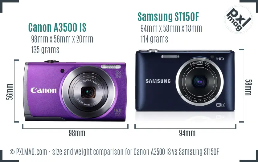 Canon A3500 IS vs Samsung ST150F size comparison Canon A3500 IS vs Samsung ST150F size comparison