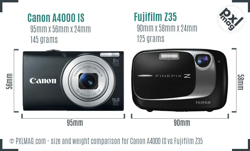 Canon A4000 IS vs Fujifilm Z35 size comparison Canon A4000 IS vs Fujifilm Z35 size comparison
