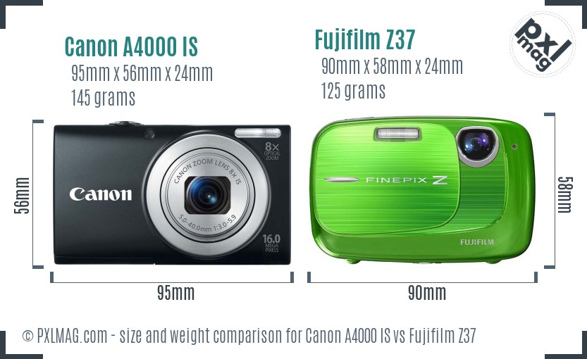 Canon A4000 IS vs Fujifilm Z37 size comparison Canon A4000 IS vs Fujifilm Z37 size comparison