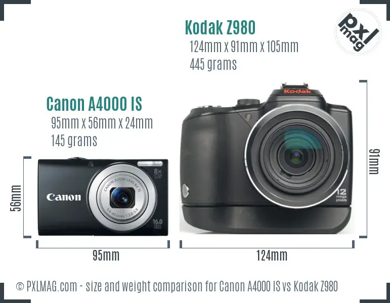 Canon A4000 IS vs Kodak Z980 size comparison Canon A4000 IS vs Kodak Z980 size comparison