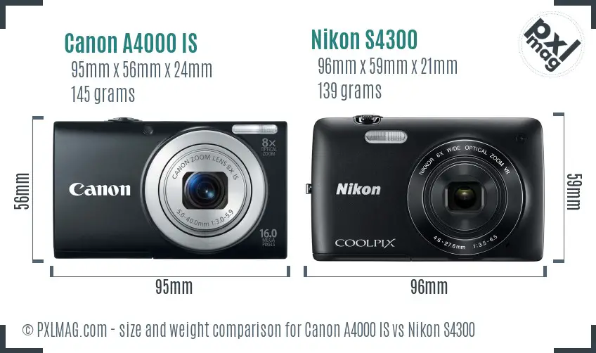 Canon A4000 IS vs Nikon S4300 size comparison Canon A4000 IS vs Nikon S4300 size comparison