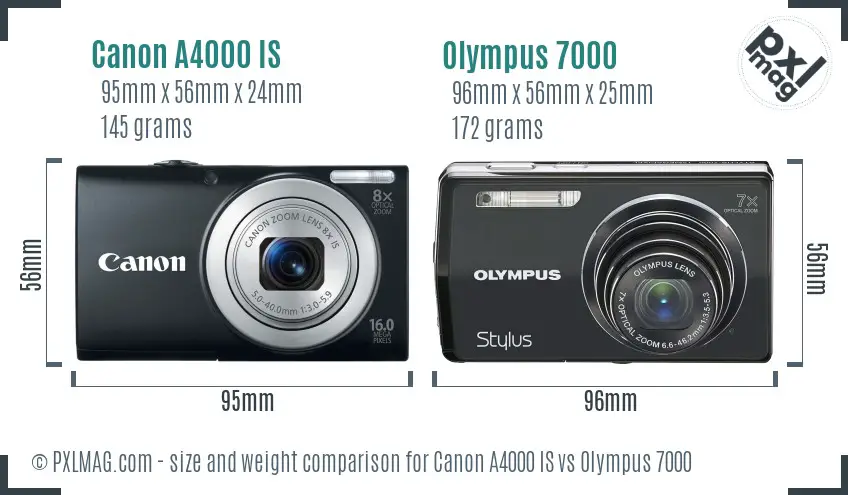 Canon A4000 IS vs Olympus 7000 size comparison Canon A4000 IS vs Olympus 7000 size comparison