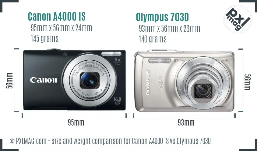 Canon A4000 IS vs Olympus 7030 size comparison Canon A4000 IS vs Olympus 7030 size comparison