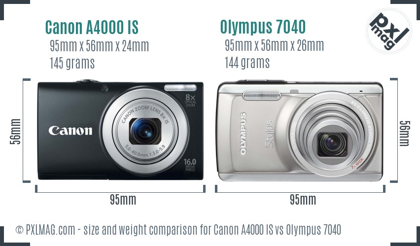 Canon A4000 IS vs Olympus 7040 size comparison