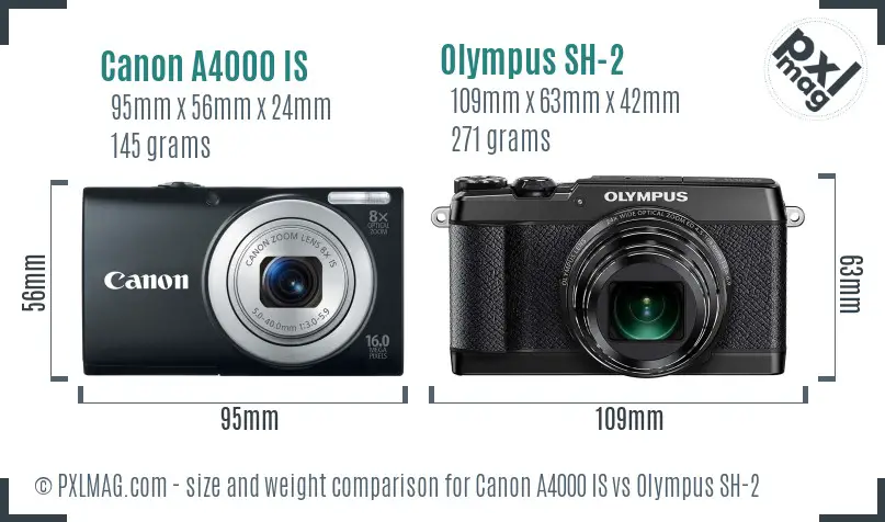 Canon A4000 IS vs Olympus SH-2 size comparison