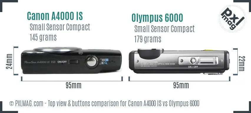 Canon A4000 IS vs Olympus 6000 top view buttons comparison