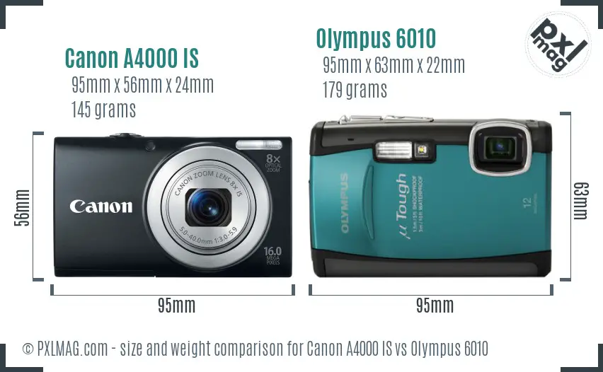 Canon A4000 IS vs Olympus 6010 size comparison