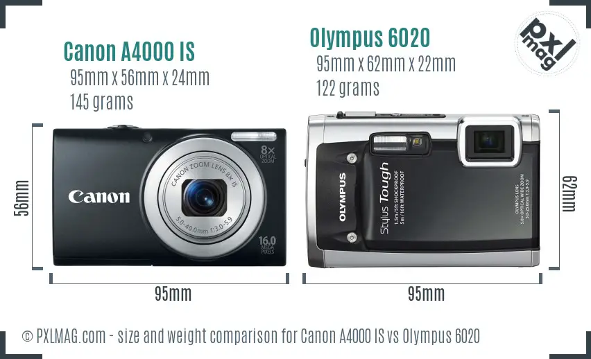 Canon A4000 IS vs Olympus 6020 size comparison Canon A4000 IS vs Olympus 6020 size comparison