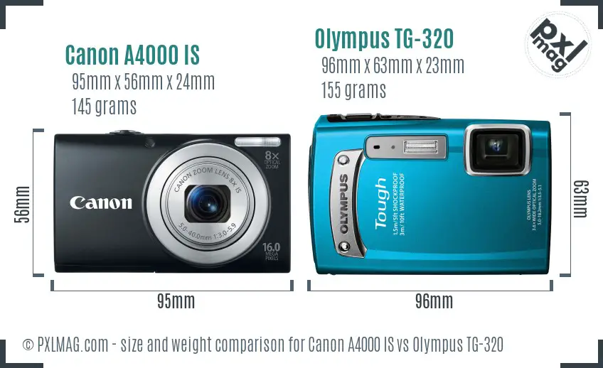 Canon A4000 IS vs Olympus TG-320 size comparison Canon A4000 IS vs Olympus TG-320 size comparison