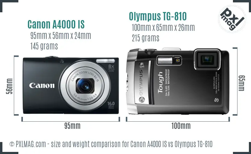 Canon A4000 IS vs Olympus TG-810 size comparison