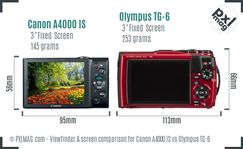 Canon A4000 IS vs Olympus TG-6 Screen and Viewfinder comparison Canon A4000 IS vs Olympus TG-6 Screen and Viewfinder comparison