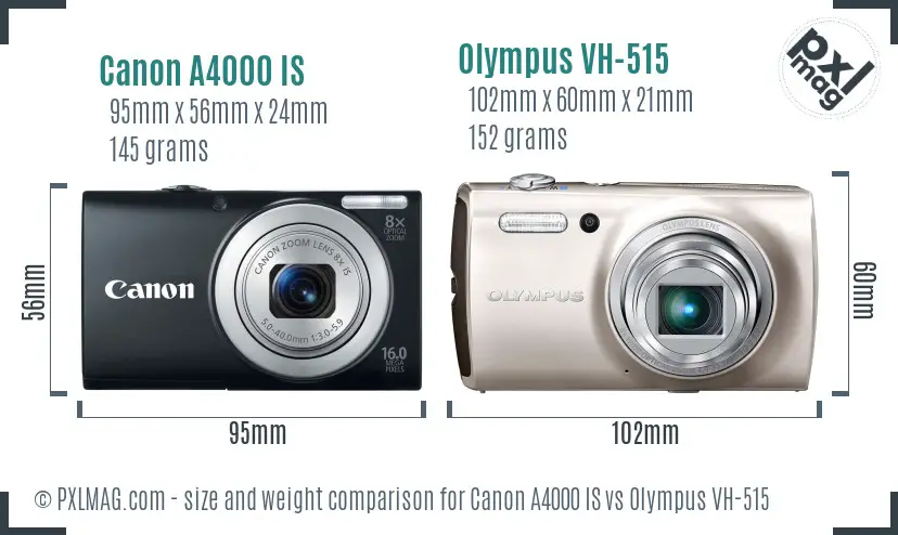 Canon A4000 IS vs Olympus VH-515 size comparison