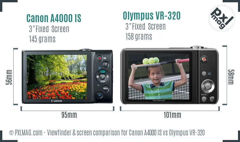 Canon A4000 IS vs Olympus VR-320 Screen and Viewfinder comparison Canon A4000 IS vs Olympus VR-320 Screen and Viewfinder comparison