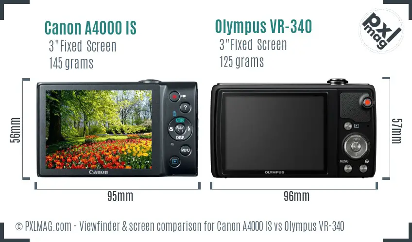 Canon A4000 IS vs Olympus VR-340 Screen and Viewfinder comparison Canon A4000 IS vs Olympus VR-340 Screen and Viewfinder comparison