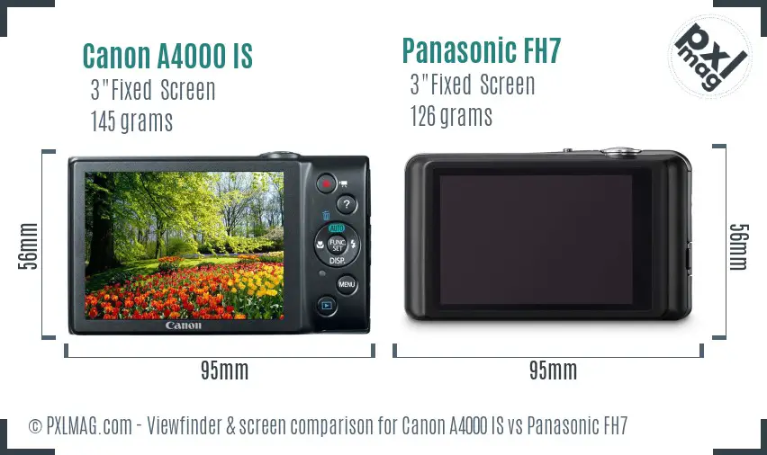 Canon A4000 IS vs Panasonic FH7 Screen and Viewfinder comparison