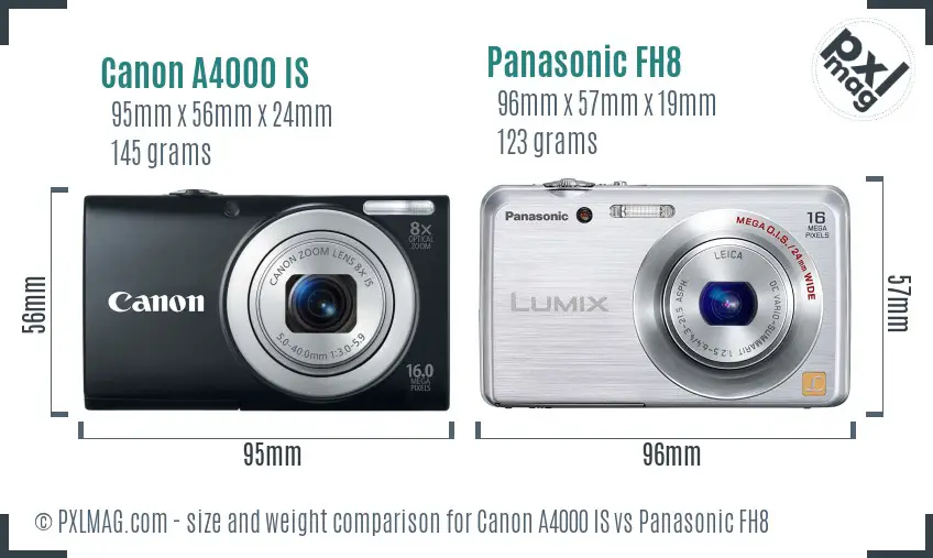 Canon A4000 IS vs Panasonic FH8 size comparison Canon A4000 IS vs Panasonic FH8 size comparison