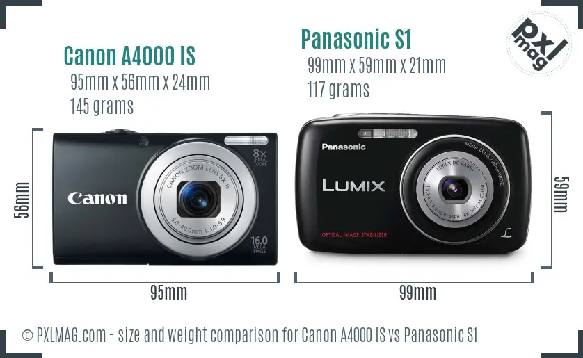 Canon A4000 IS vs Panasonic S1 size comparison Canon A4000 IS vs Panasonic S1 size comparison
